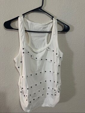 White Studded Racerback Tank Top